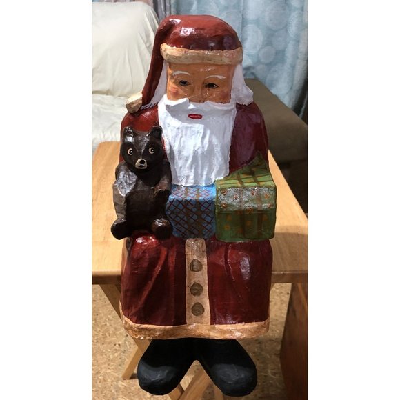 Paper Mache Shelf Sitter Santa Father Christmas Farmhouse Decoration Holiday Lar - Picture 10 of 16